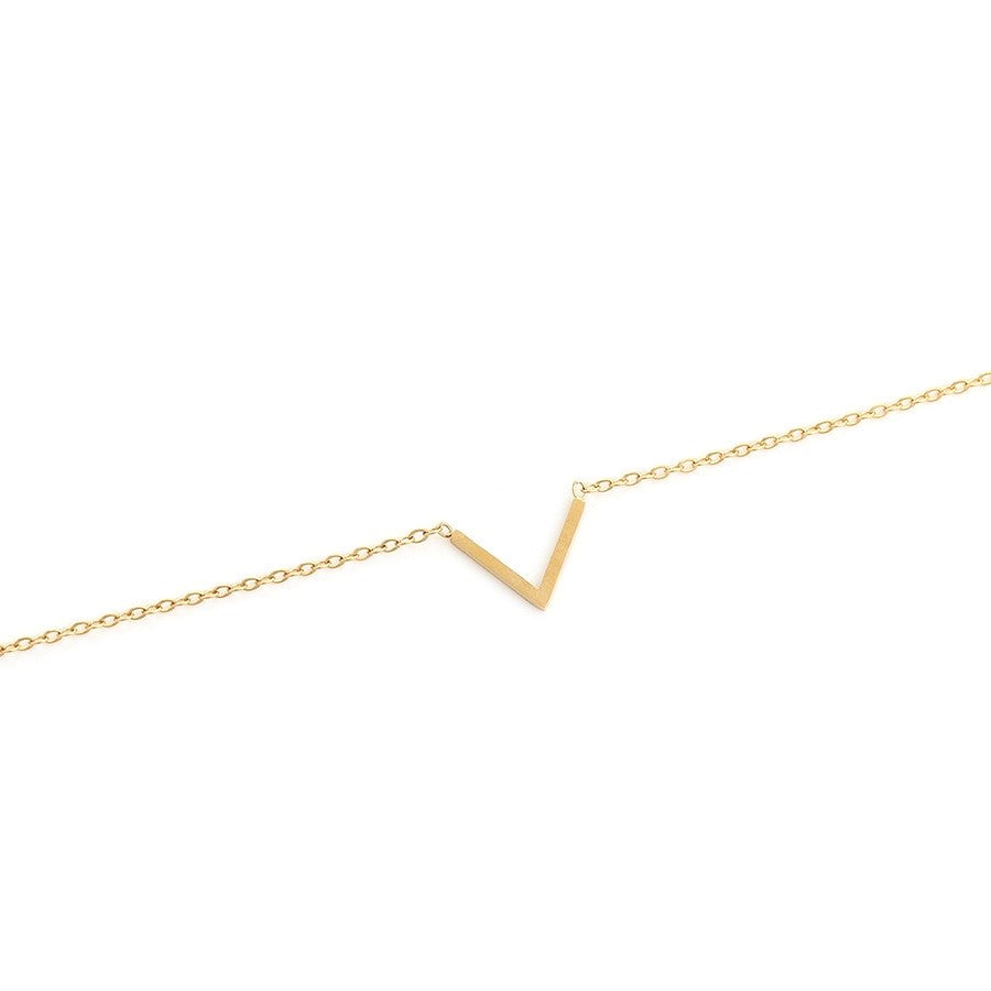 Harma Jewelry Minimal Gold Tone Chevron Anklet - bold statement black 18K gold plated anklets for women