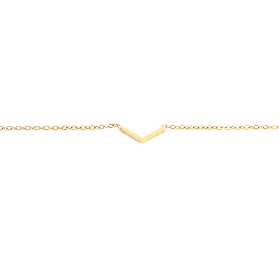 Harma Jewelry Minimal Gold Tone Chevron Anklet - bold statement black 18K gold plated anklets for women