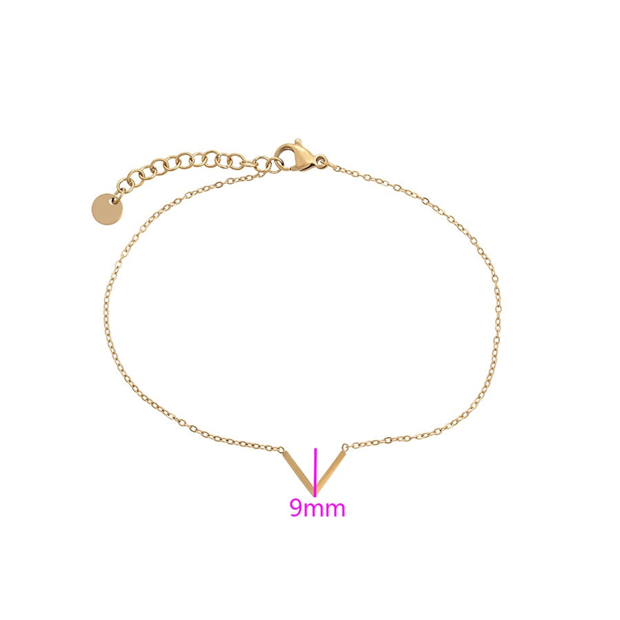 Harma Jewelry Minimal Gold Tone Chevron Anklet - bold statement black 18K gold plated anklets for women
