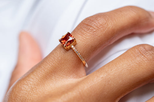 Harma jewelry 18k gold plated Aspiring Ruby Princess Cut Ring