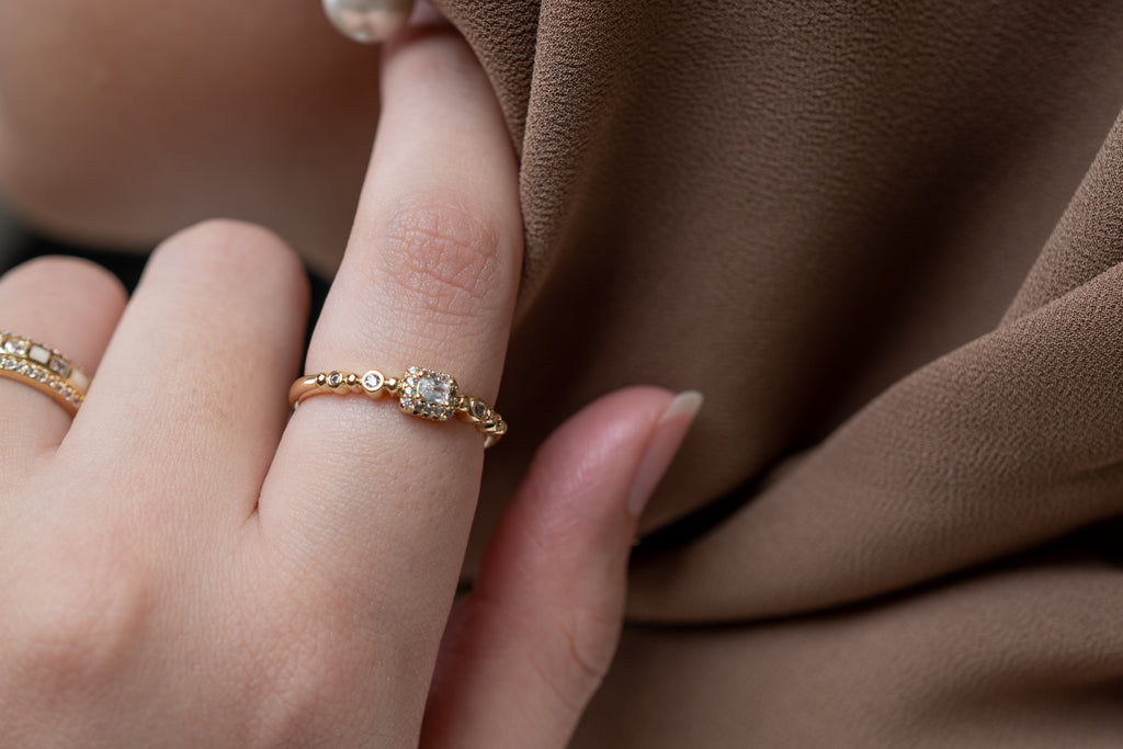 Harma jewelry 14k gold plated Sideways Baguette Dawn Zirconia Ring