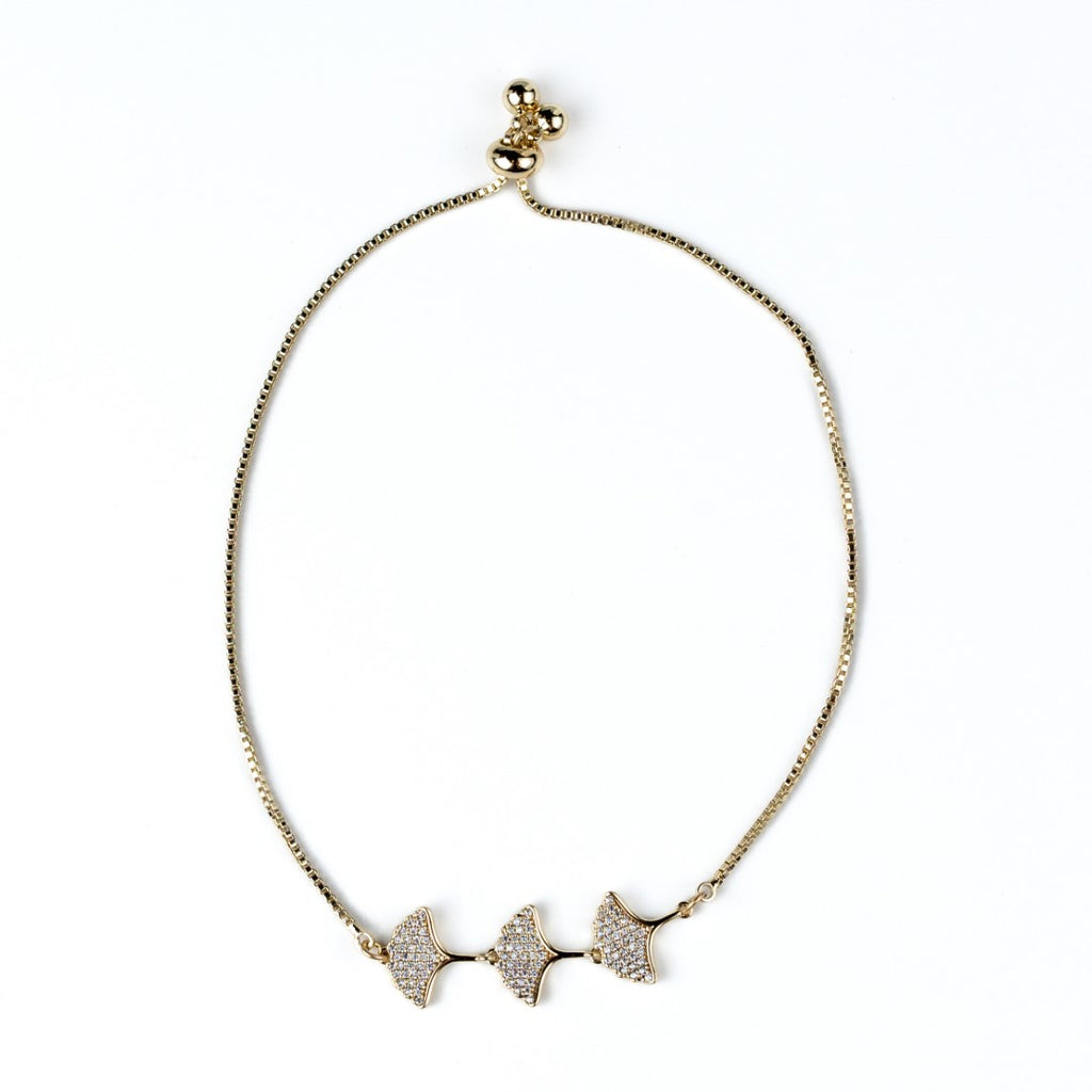 Floral Petals Zirconia Adjustable Bolo Bracelet