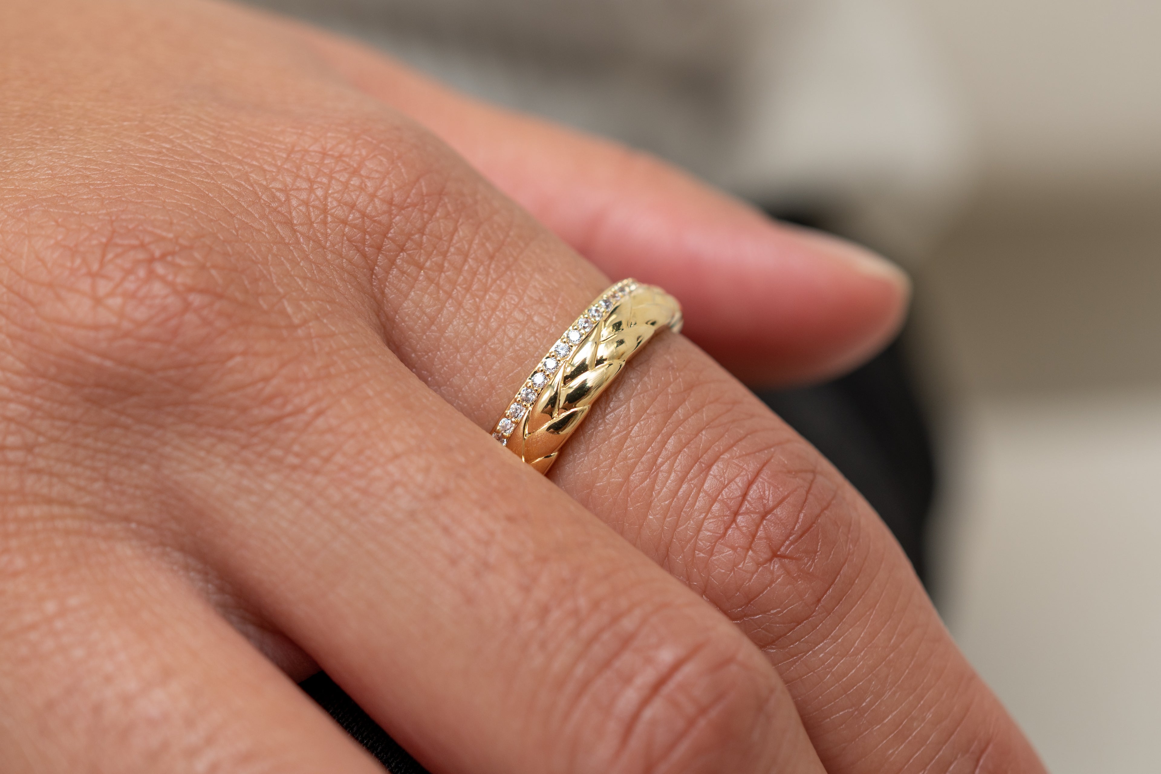 harma jewelry dawn collection 14k gold plated Sparkly Braid Eternity Adjustable Ring
