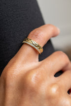 harma jewelry dawn collection 14k gold plated Sparkly Braid Eternity Adjustable Ring