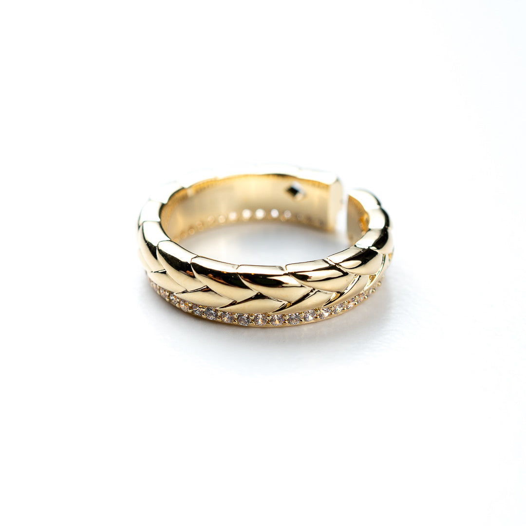 harma jewelry dawn collection 14k gold plated Sparkly Braid Eternity Adjustable Ring