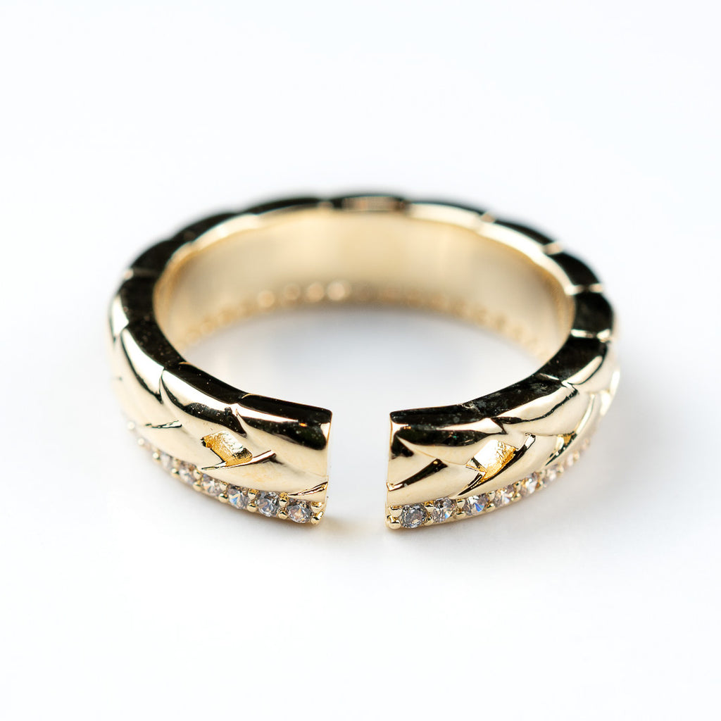 harma jewelry dawn collection 14k gold plated Sparkly Braid Eternity Adjustable Ring