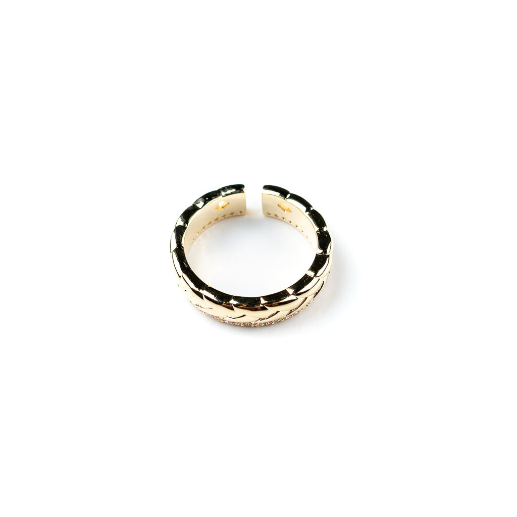 harma jewelry dawn collection 14k gold plated Sparkly Braid Eternity Adjustable Ring