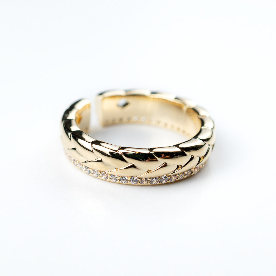 harma jewelry dawn collection 14k gold plated Sparkly Braid Eternity Adjustable Ring