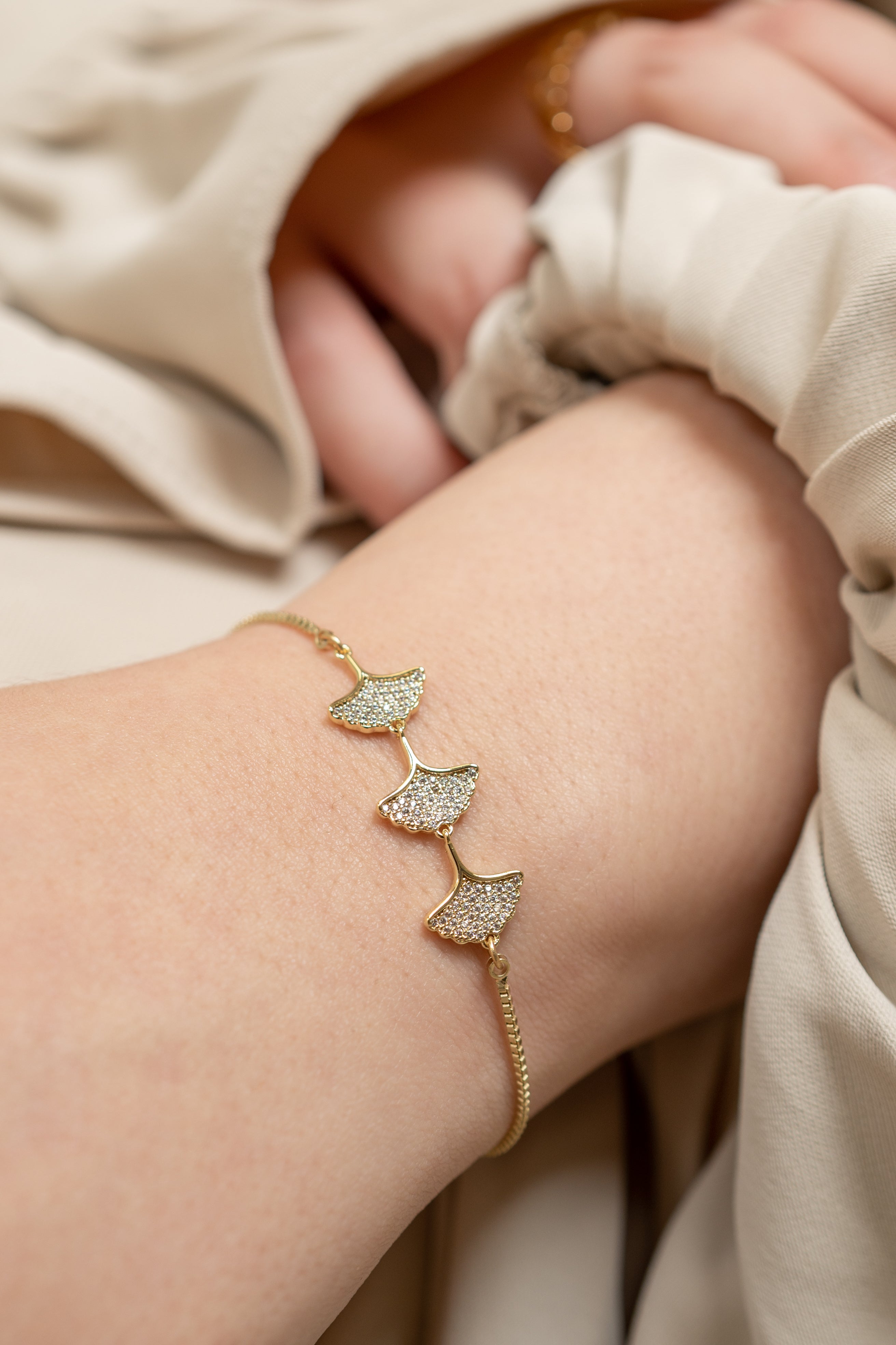 Harma Jewelry Floral Petals Zirconia Adjustable Bolo Bracelet - faith-inspired 18K gold plated bracelet for women