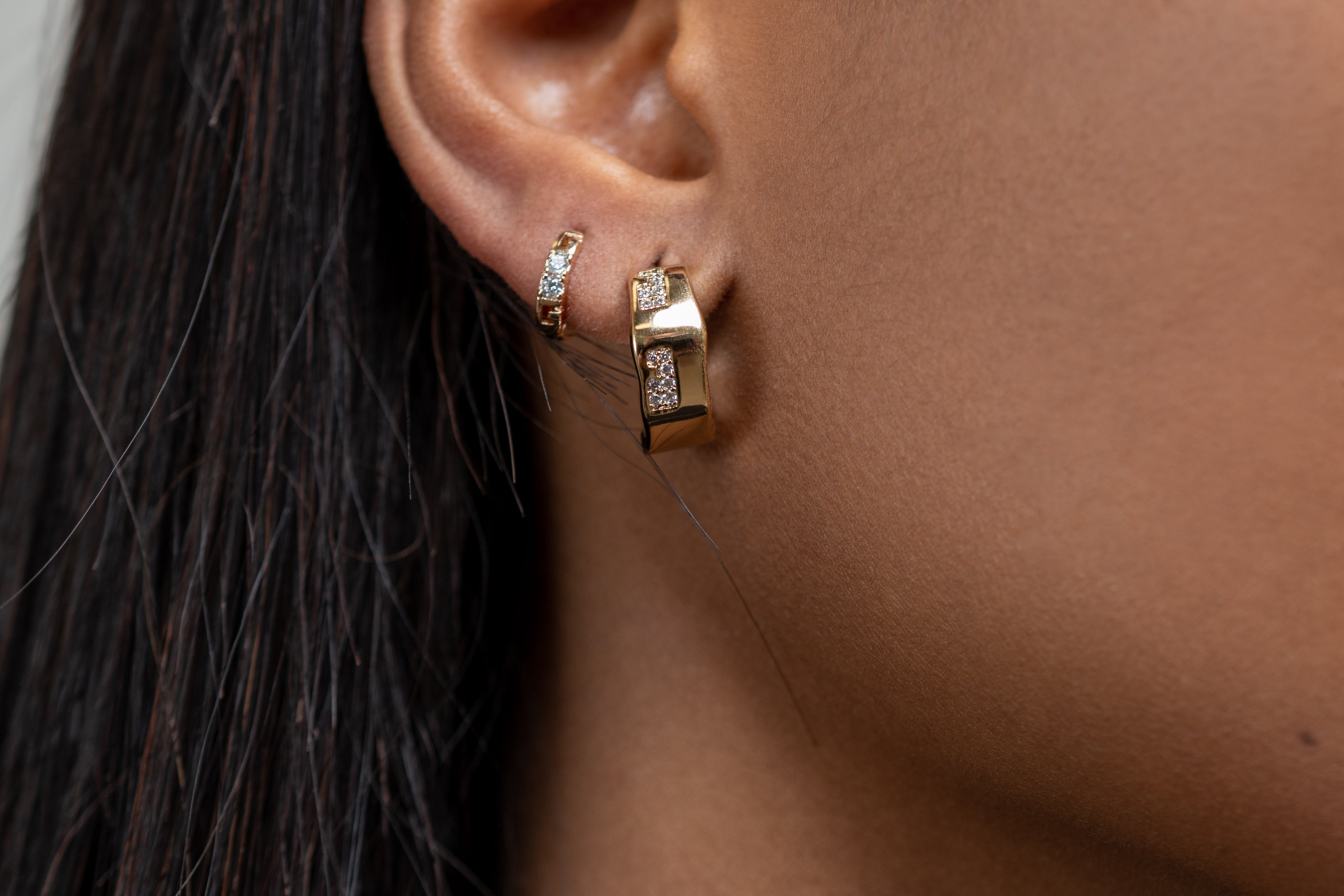 Harma Jewelry Chunky Hexagon Stud Earrings - new beginnings pearl 18K gold plated earrings for women