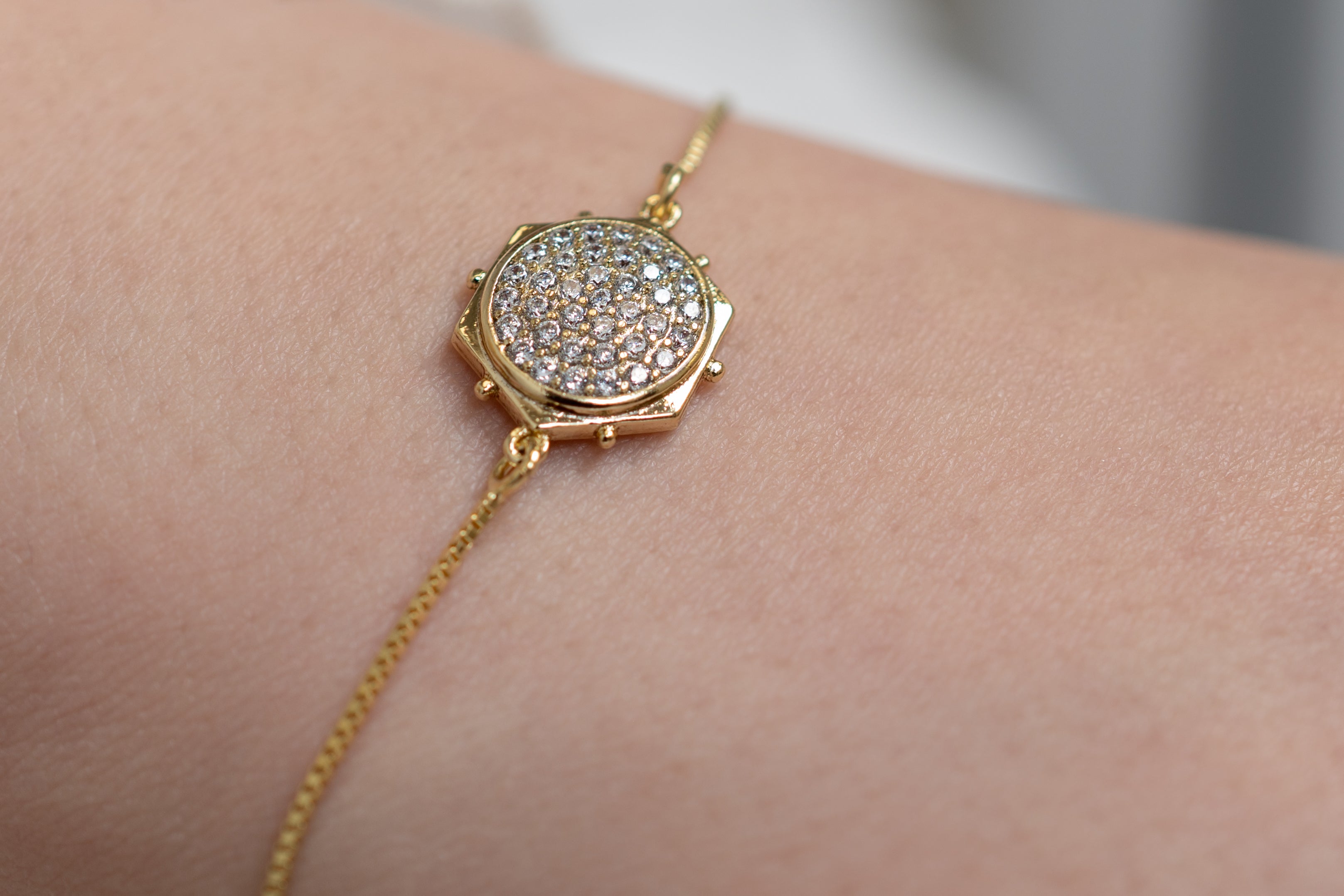 Harma jewelry dawn collection 14k gold plated True North Hexagon Zirconia Bracelet
