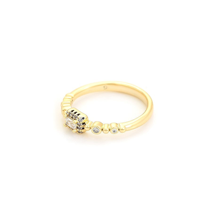 Harma Jewelry Sideways Baguette Dawn Zirconia Ring - faith-inspired 18K gold plated rings for women