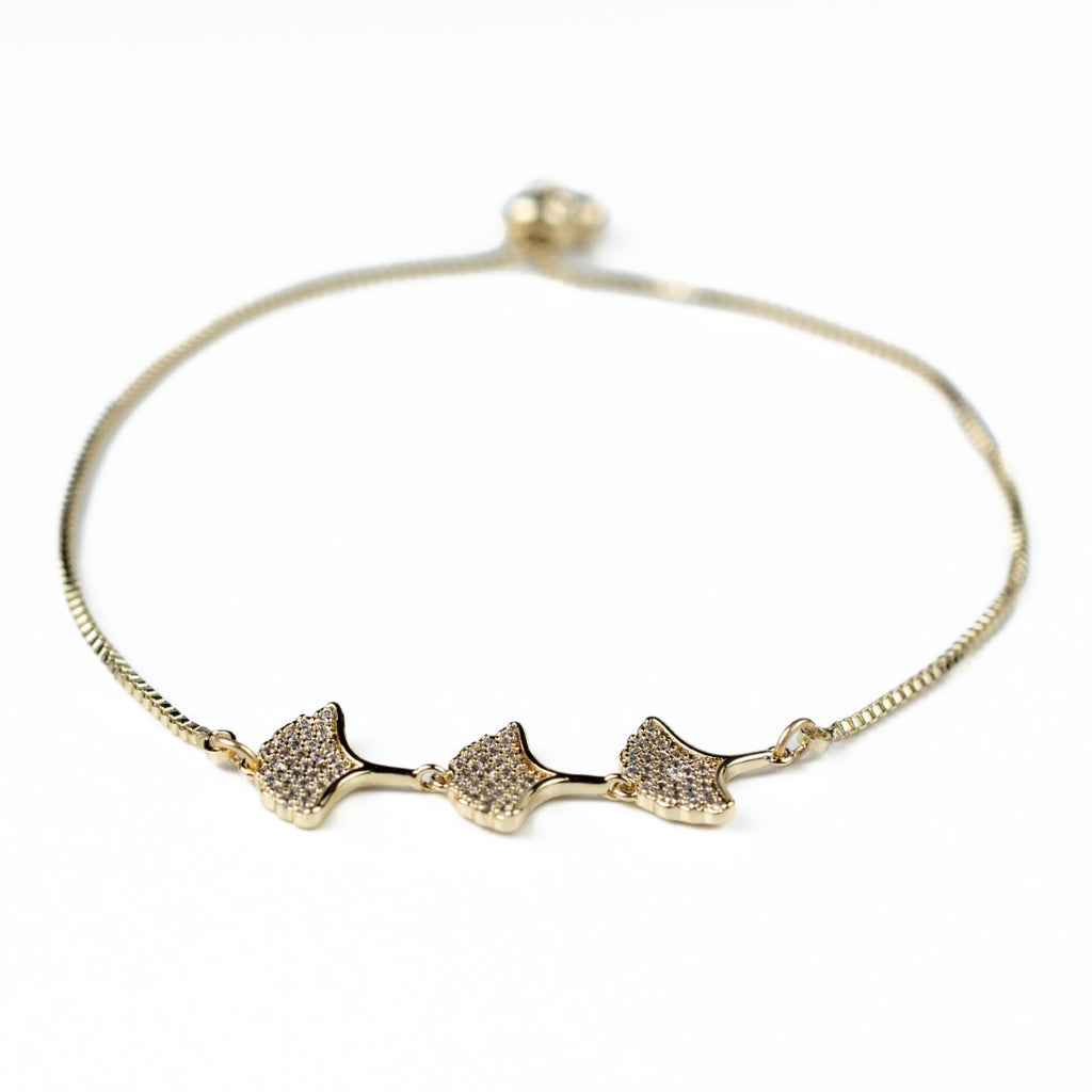 Floral Petals Zirconia Adjustable Bolo Bracelet