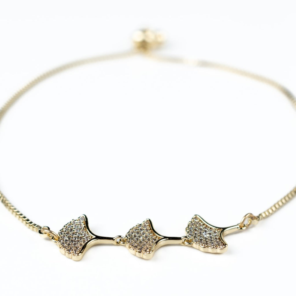 Floral Petals Zirconia Adjustable Bolo Bracelet