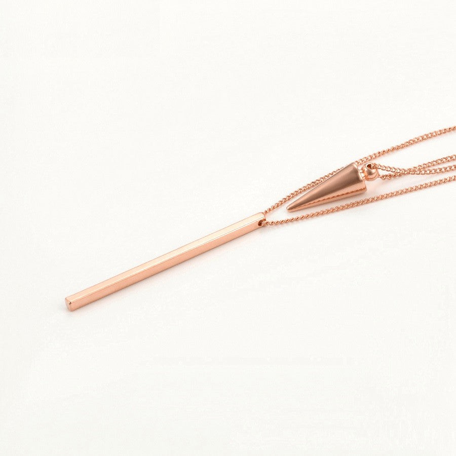 Harma Jewelry divine collection 14k gold plated Glorious Bar and Spike Double Necklace