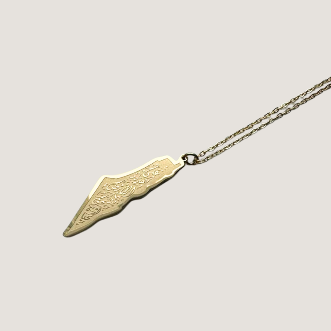 Harma jewelry gold plated Life Worth Living Palestine Map Necklace