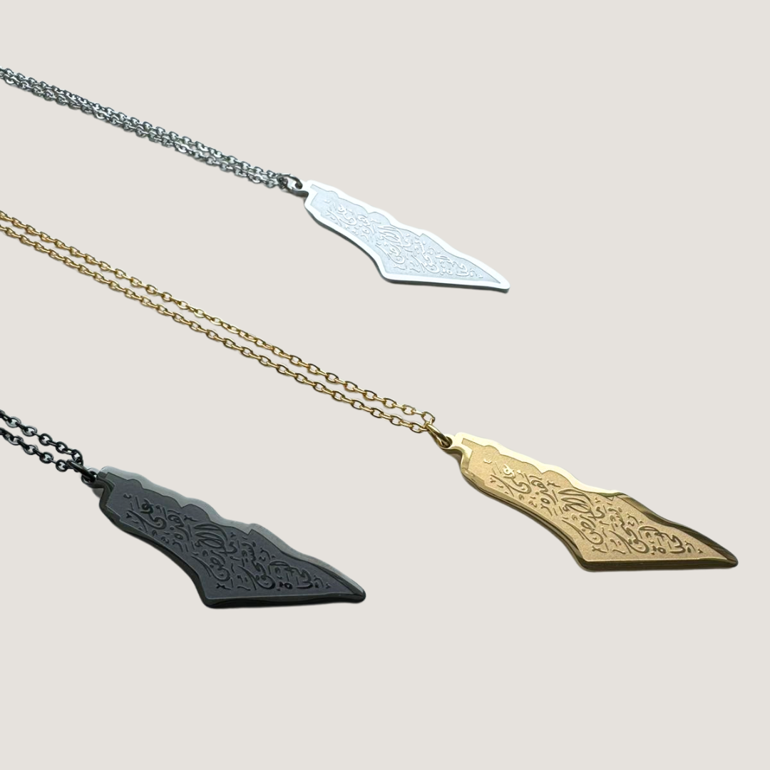 Harma Jewelry Life Worth Living Palestine Map Necklace - hope olive branch 18K gold plated necklace for women