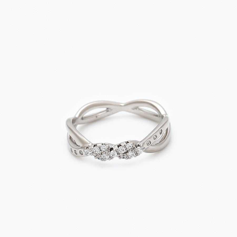 Harma Jewelry Silver Tone Overlapping Twine Zirconia Ring - faith-inspired 18K gold plated rings for women