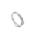 Harma jewelry platinum plated Silver Tone Overlapping Twine Zirconia Ring