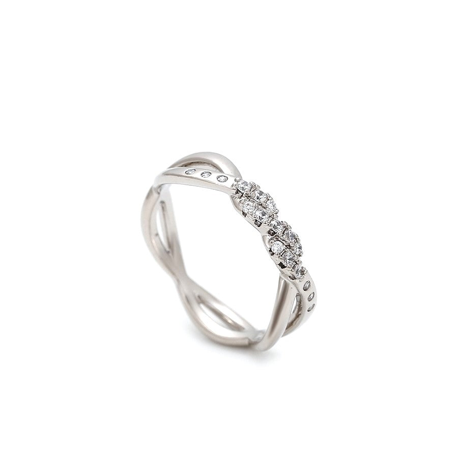 Harma jewelry platinum plated Silver Tone Overlapping Twine Zirconia Ring