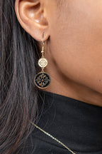 Harma Jewelry Enchanted Heirloom Dangle Earrings - bold statement black 18K gold plated earrings for women