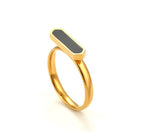 Harma Jewelry Alluring Black Hexagon Ring - bold statement black 18K gold plated rings for women