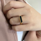 Harma jewelry vogue collection 24k gold plated Alluring Black Hexagon Ring