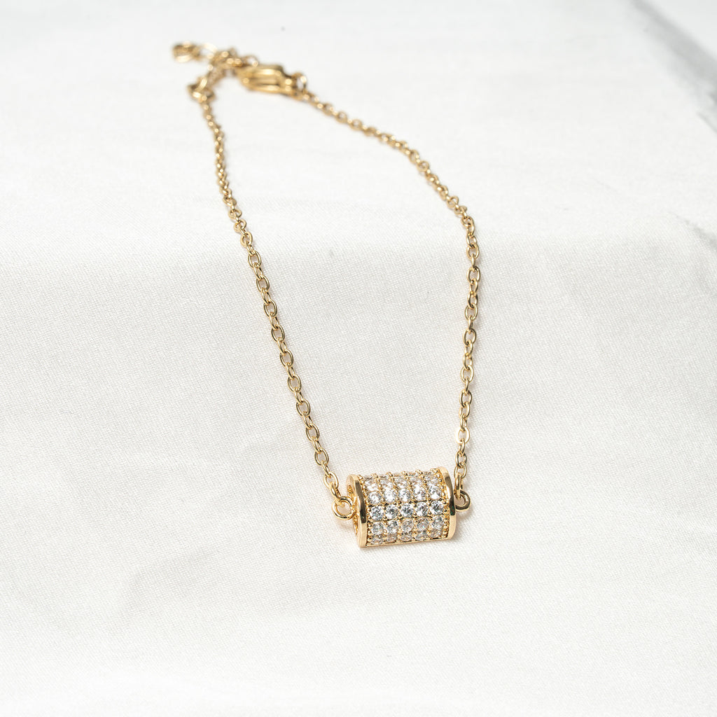 Harma Jewelry Golden Barrel Chain Bracelet - summer golden glow 18K gold plated bracelet for women