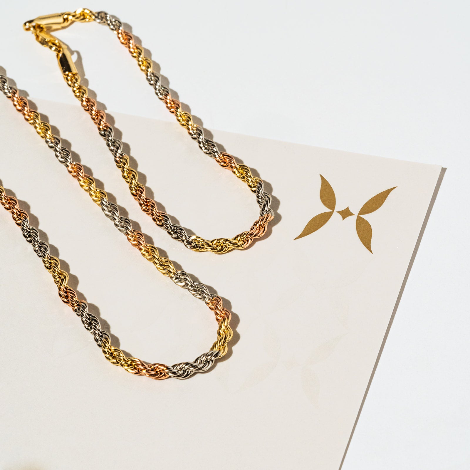 Harma Jewelry Harma Essential Tri-Tone Rope Chain Anklet - everyday minimalist 18K gold plated anklets for women
