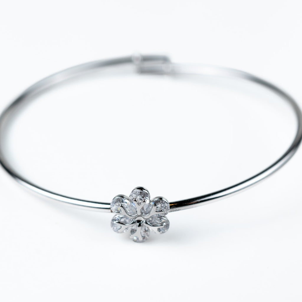 Harma Harma Girls Flower Blossom Zirconia Adjustable Bangle Bracelet - everyday minimalist bracelet