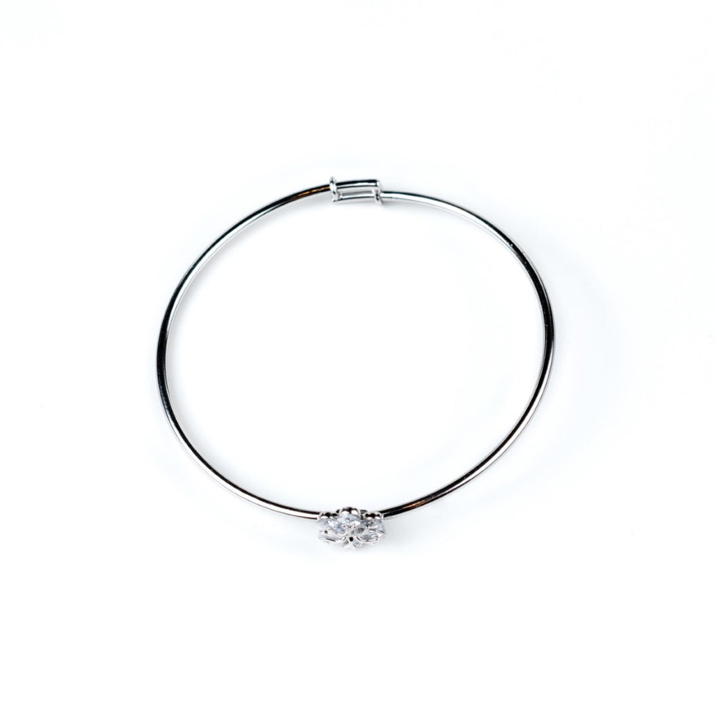 Harma Girls Flower Blossom Zirconia Adjustable Bangle Bracelet