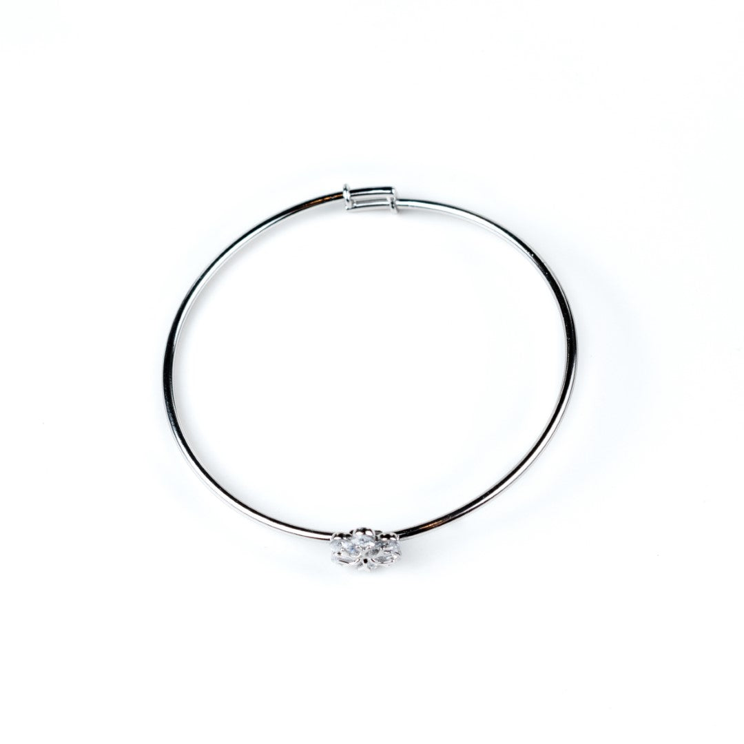 Harma Girls Flower Blossom Zirconia Adjustable Bangle Bracelet