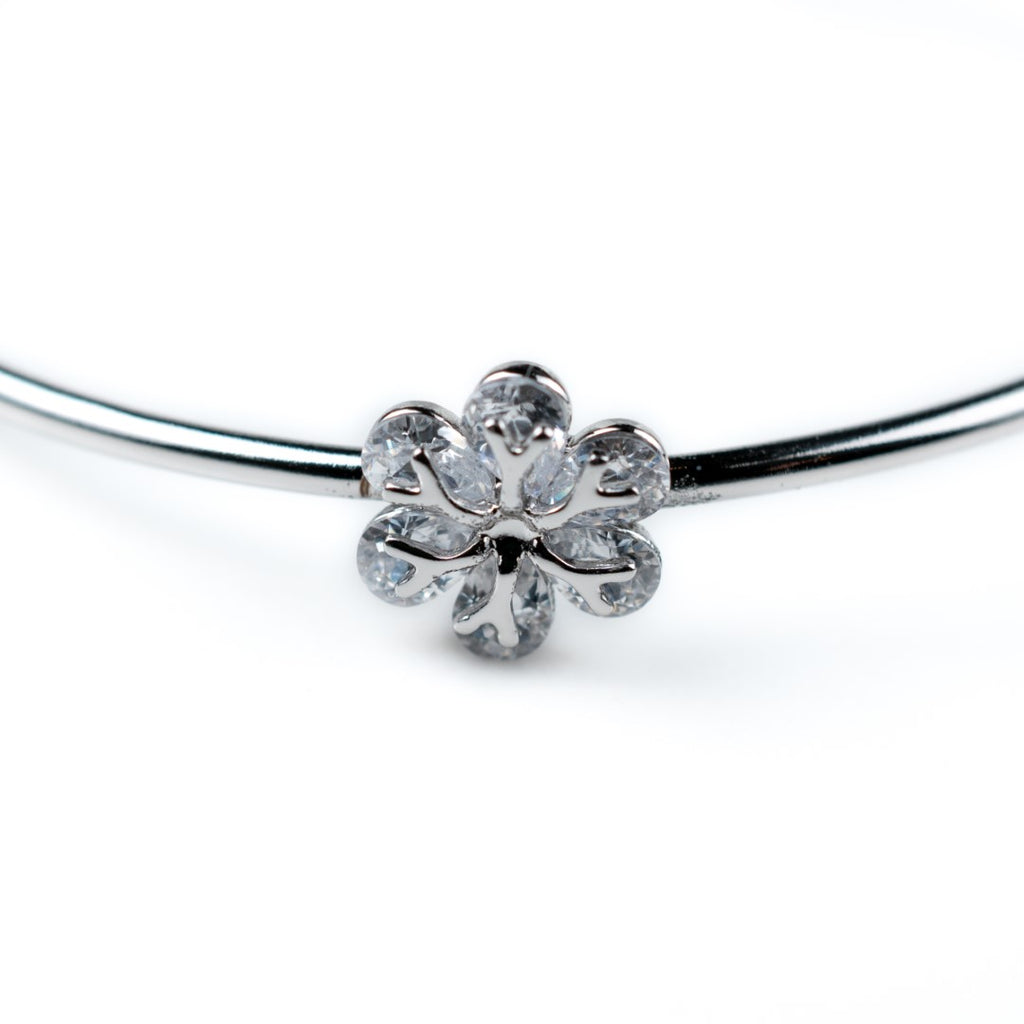 Harma Girls Flower Blossom Zirconia Adjustable Bangle Bracelet
