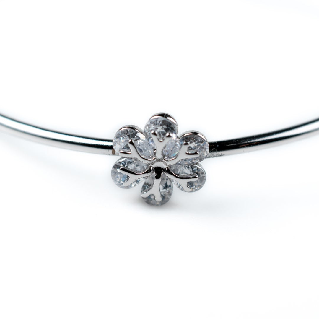 Harma Girls Flower Blossom Zirconia Adjustable Bangle Bracelet