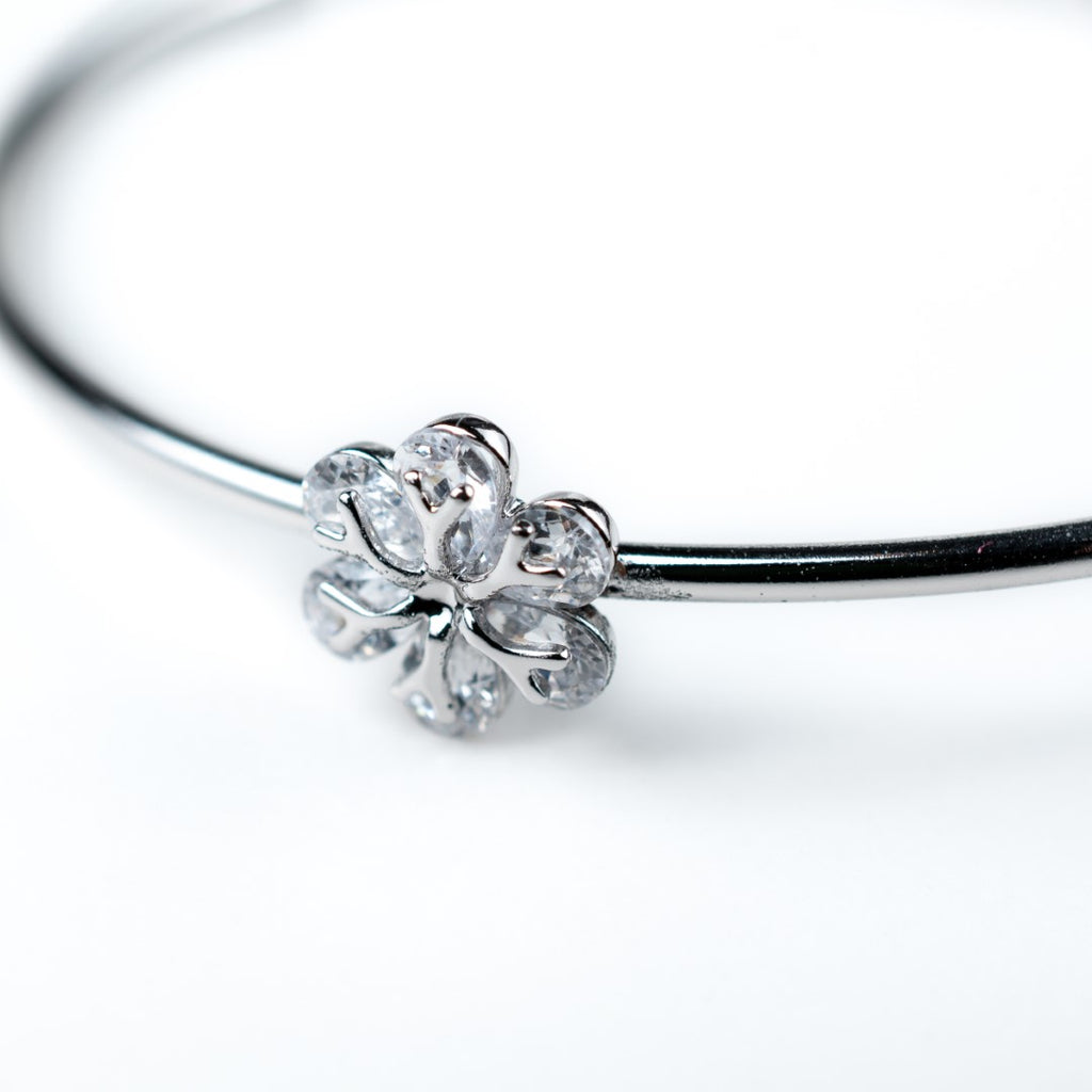 Harma Girls Flower Blossom Zirconia Adjustable Bangle Bracelet