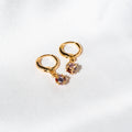 Harma Jewelry Harma Girls Vibrant Crystals Cube Dangle Hoop Earrings - summer golden glow 18K gold plated earrings for women