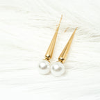 Harma Jewelry I Am Grounded Pearl Dangle Earrings - new beginnings pearl 18K gold plated earrings for women