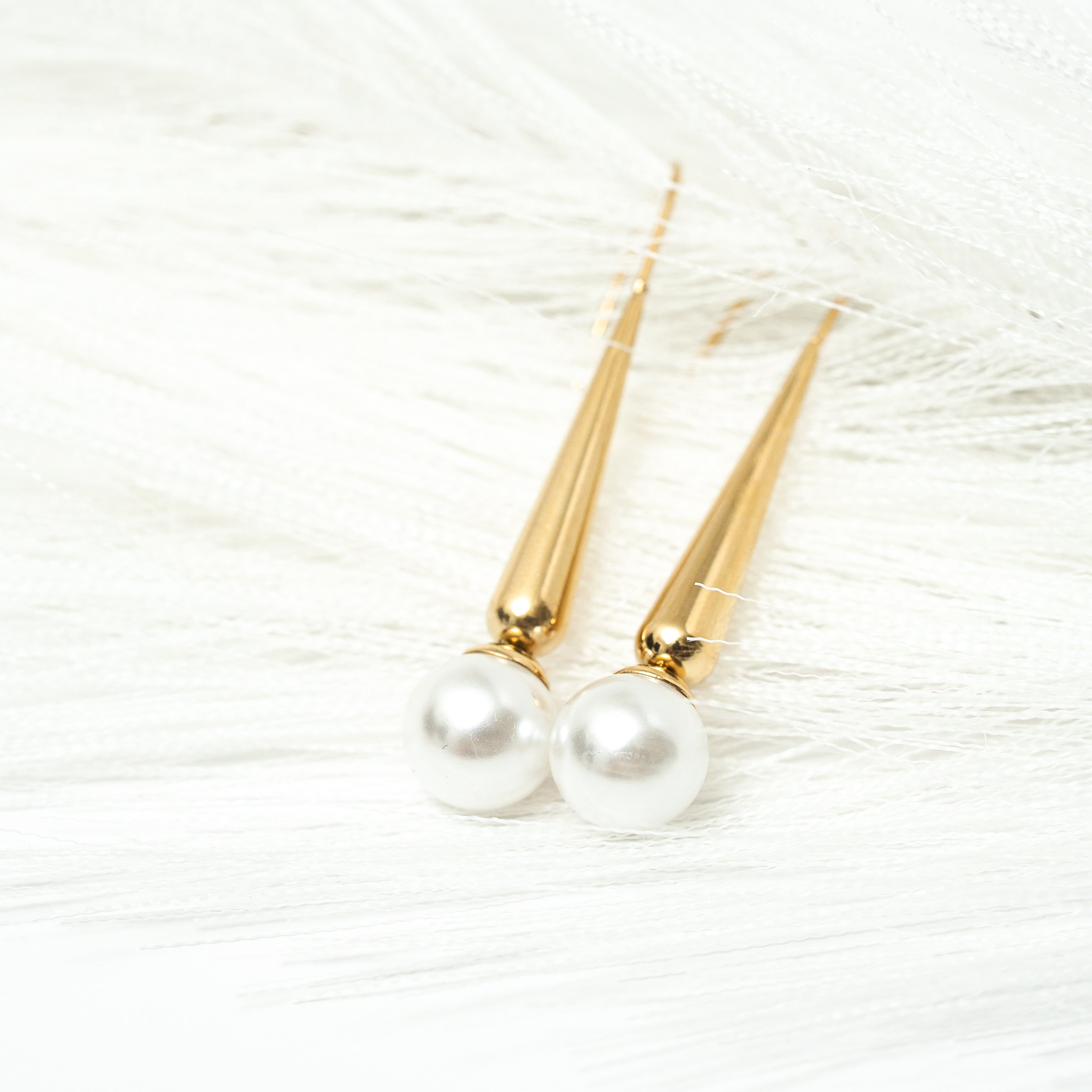 Harma Jewelry I Am Grounded Pearl Dangle Earrings - new beginnings pearl 18K gold plated earrings for women