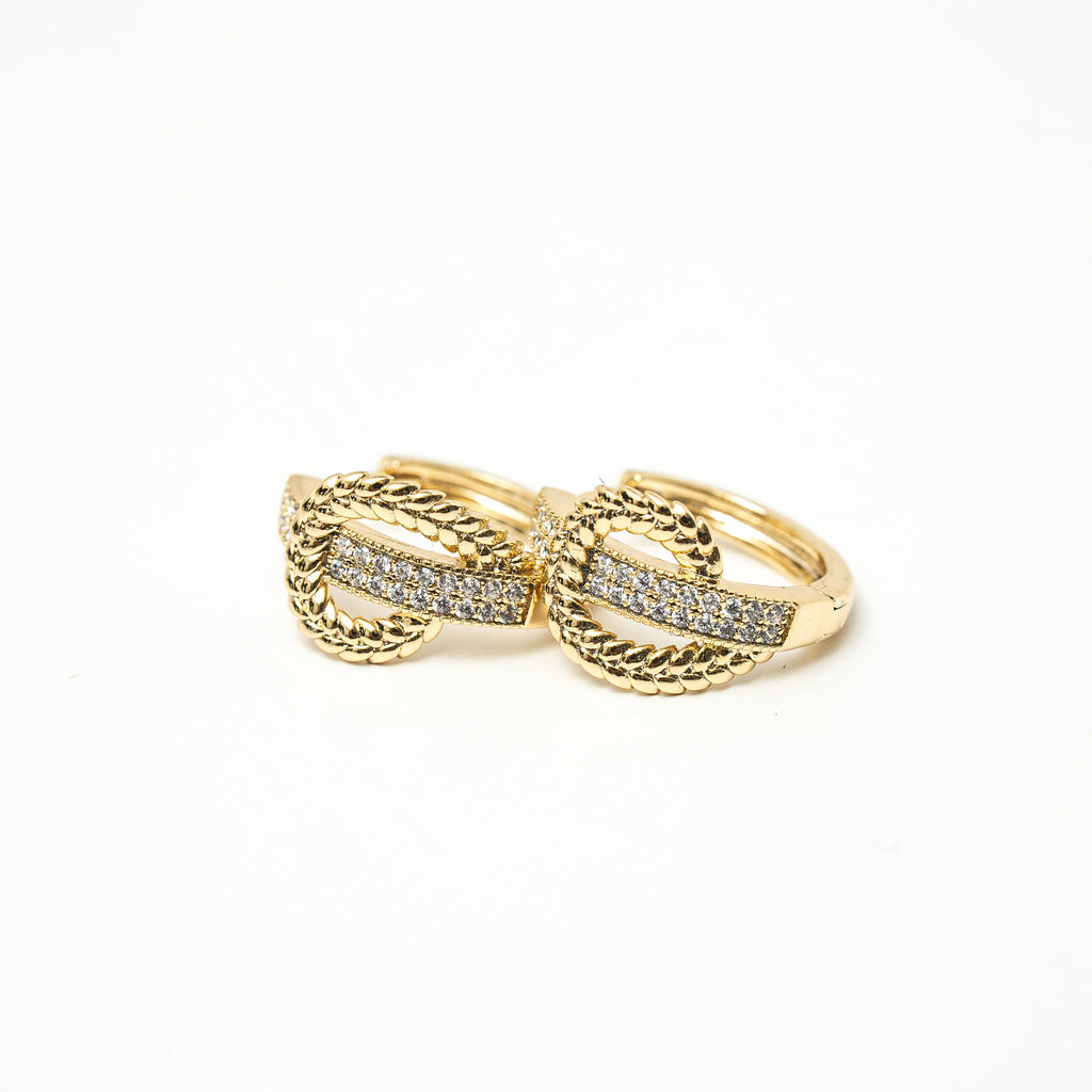 Harma Jewelry I Am at Peace Vine Hoop Earrings - everyday minimalist 18K gold plated earrings for women