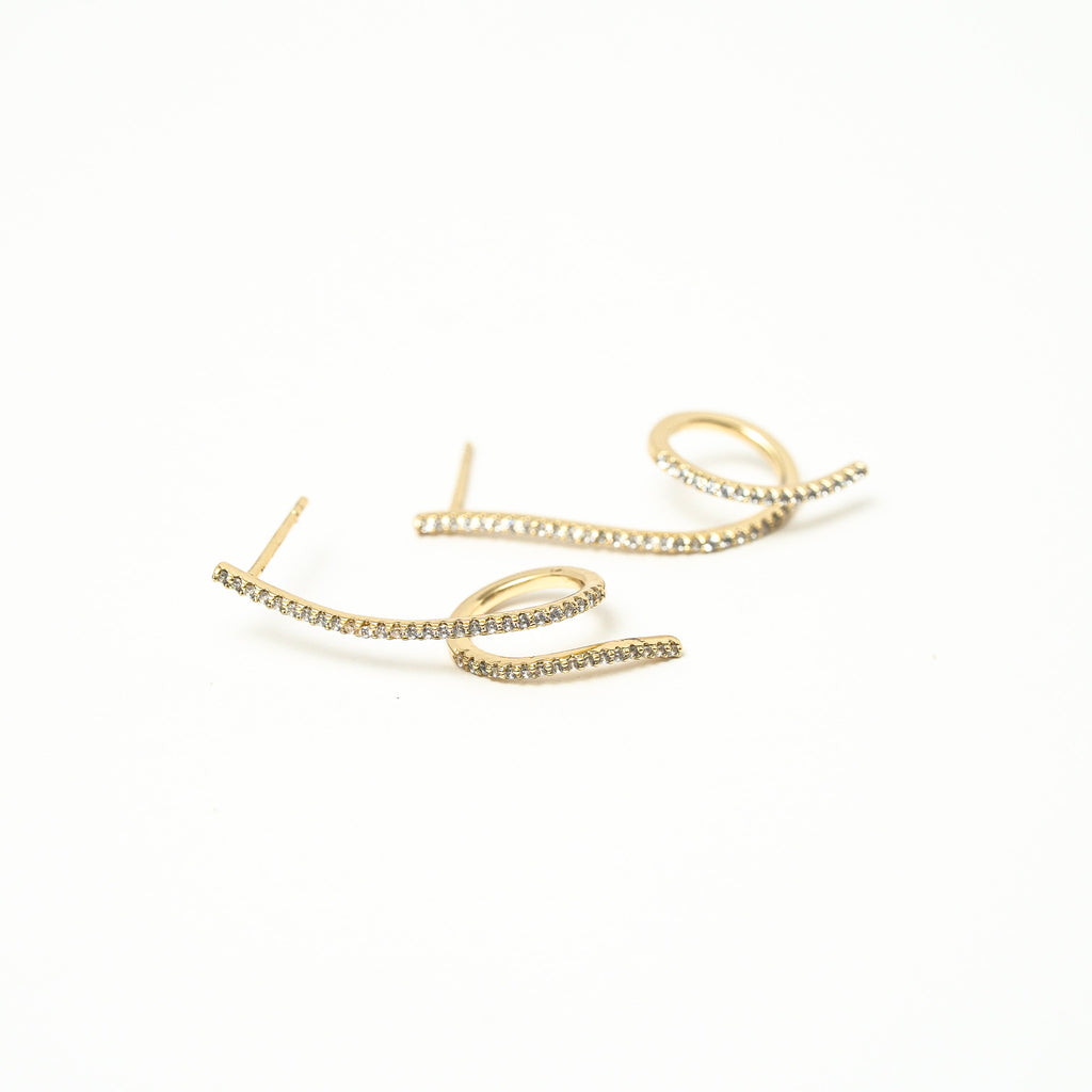 Harma Jewelry Rise in Flow Sparkle Earrings - everyday minimalist 18K gold plated earrings for women