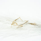 Gold ring with a small stone on a white background. Harma Gold plated Rise in Flow Sparkle Earrings