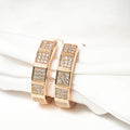 Harma Jewelry Horizon Edge Zirconia Hoop Earrings - summer golden glow 18K gold plated earrings for women