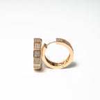 Rose gold hoop earrings with diamond accents on a white background Harma Horizon Edge Zirconia Hoop Earrings