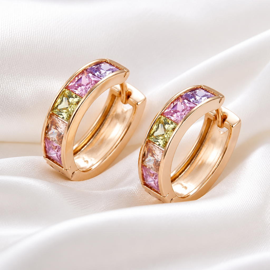 18K Gold Plated Aurora Radiance Hoop Earrings - HARMA
