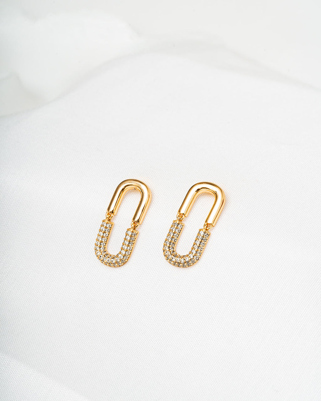 Harma Jewelry Sumptuous Paper Clip Stud Earings - fall cozy elegance 18K gold plated earrings for women