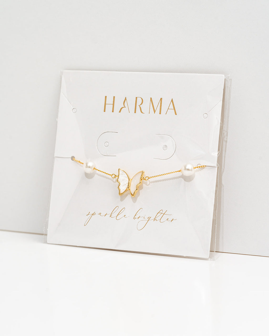 Harma Jewelry Gold plated Enchanted Butterfly Pearl Bracelet