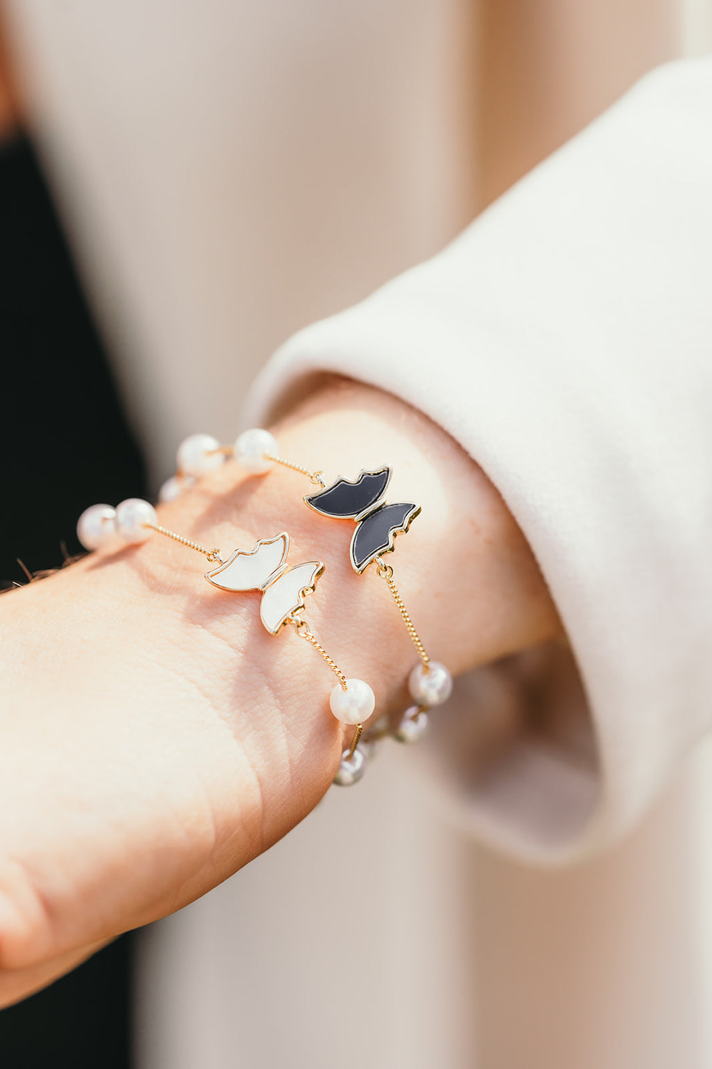 Harma Jewelry Gold plated Enchanted Butterfly Pearl Bracelet