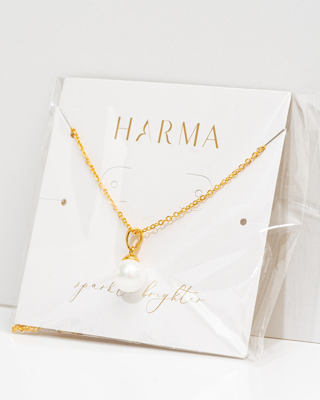 harma gold plated Single Pearl Drop Necklace