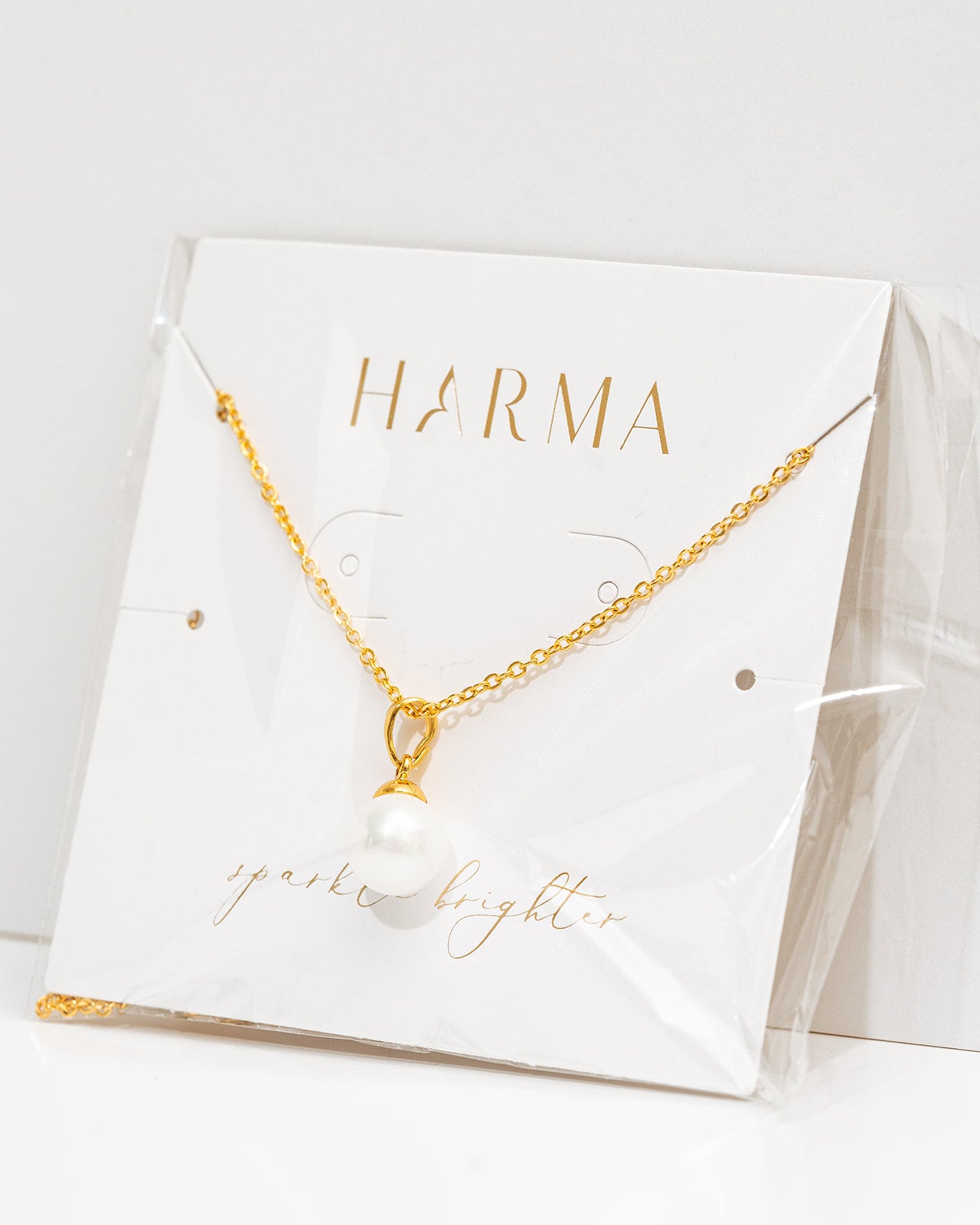 harma gold plated Single Pearl Drop Necklace
