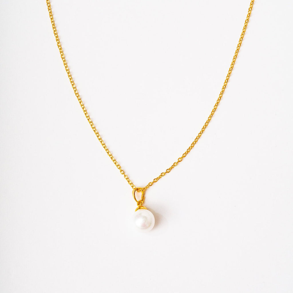 harma gold plated Single Pearl Drop Necklace